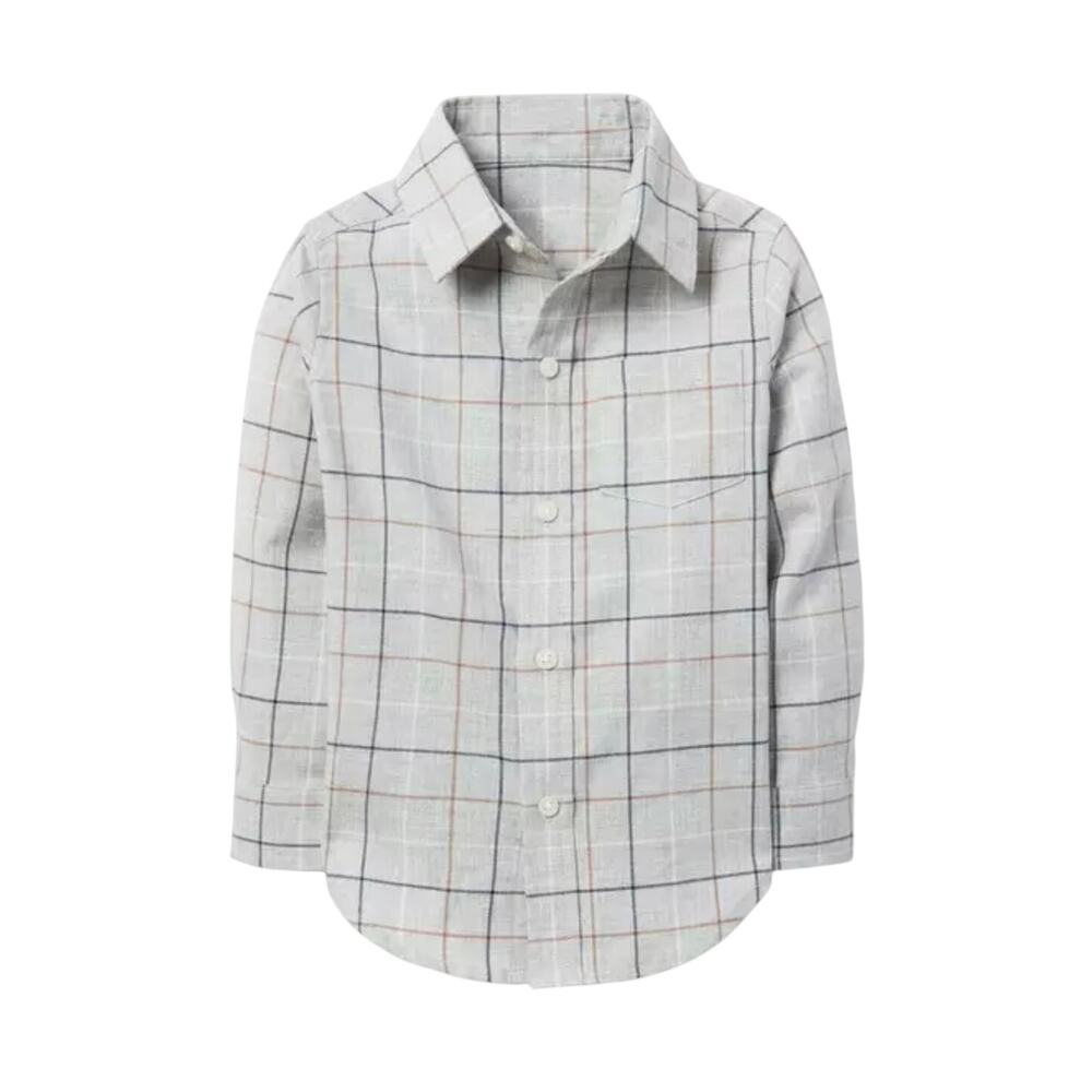 Janie and Jack Grey Plaid Brushed Twill Shirt Boys 12-18M